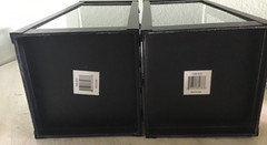 Black Metal Lg 15.5in Glass Panels 2 Set Hanging Candle Lanterns Door PRISTINE