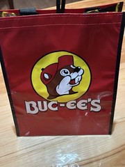 Buc-ees Grocery Bag Handle Black Red Beaver Travel Shopping Tote New Gift Bag