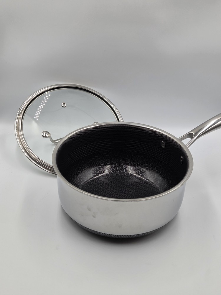 Hexclad Hybrid Non Stick Pot Stainless Steel Saucepan 3-Quart – With Lid
