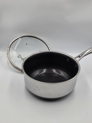 Hexclad Hybrid Non Stick Pot Stainless Steel Saucepan 3-Quart – With Lid
