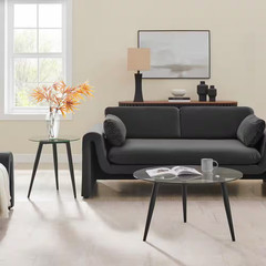 Van Beuren 21.75 In. X 19.75 In. Black and Glass round Side Table with Modern Me