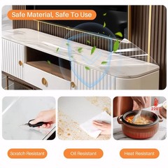 Clear Table Cover Protector 1.5mm Thick PVC Clear Table Protector Rectangle