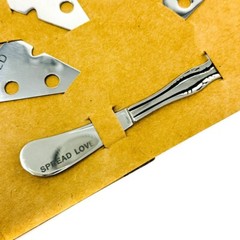 5 Pcs Cheese Markers and Spreader Set, Silver, Stainless Steel, Hand Wash Only