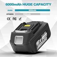 2 PACK BL1860B 6.0Ah 18V Lithium-Ion Battery For Makita BL1850B BL1840B BL1830B