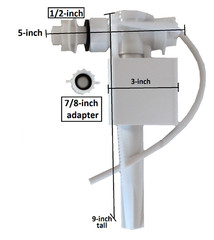 Porcher Universal Side Mount Fill Valve, for European Toilets