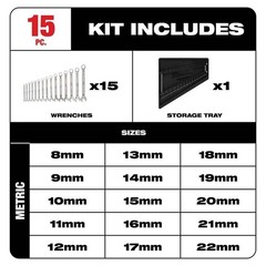 Milwaukee Combination Metric Wrench Mechanics Tool Set (15-Piece)