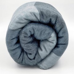 SOFT & WARM GRAY STRIPED ALPACA LLAMA WOOL BLANKET THROW QUEEN