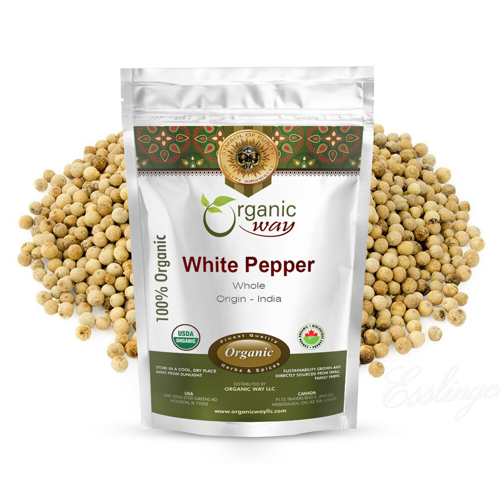 Organic Way White Peppercorns Whole – Organic, Kosher & USDA Certified