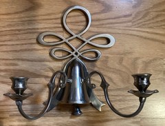 Hand Forged Iron Silver Metal Steel Two Arm Candleholder Wall Sconce