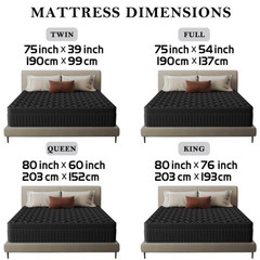 12/14 Inch Queen Size Mattress in a Box Gel Memory Foam Hybrid Pocket Spring Bed