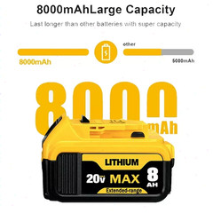 Pack 12.0AH For DeWalt 20V 20 Volt Max XR Lithium Ion Battery DCB206-2 DCB205-2