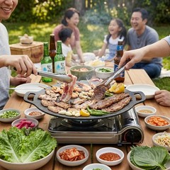 Non-Stick Korean Cast Iron Grill Pan BBQ Griddle for Home Cooking