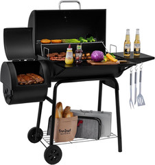 CC1830S BBQ Charcoal Grill and Offset Smoker | 823 Square Inch Cooking Surface,