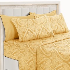 Deep Pocket 6 Piece Bed Sheet Set 1800 Series Microfiber Comfort Paisley Sheets