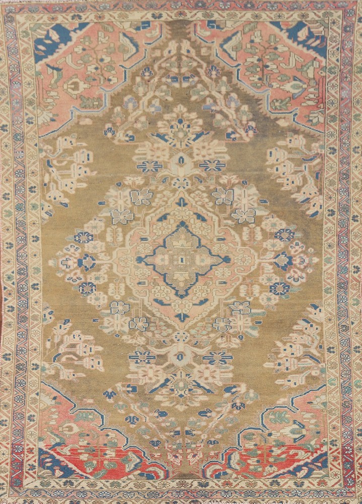 Vintage Traditional Rug 4×6 Hand-knotted Wool Geometric Carpet for Any Room