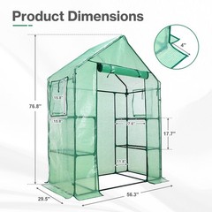 Portable Mini Walk-in Greenhouse 3 Tiers 6 Shelves Outdoor Green House PE Cover