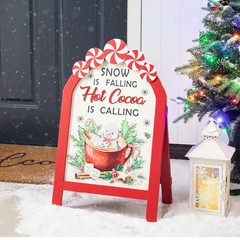 24.25 In. H Christmas Wooden Peppermint Easel Porch Decor