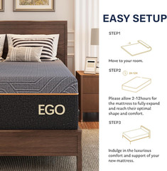 EGOHOME 14″ King Copper Gel Memory Foam Mattress – Pain Relief & CertiPUR-US