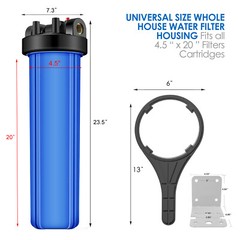 20″ x 4.5″ Big Blue Whole House Water Filter Housing Filtration System Cartridge