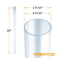 POWERTEC Clear Pipe, 2-1/2-Inch x 36-Inch Long, Rigid Plastic Tubing (70176)