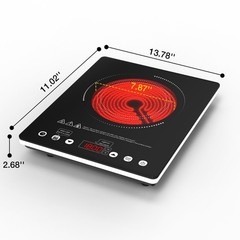1800W Single Burner Electric Ceramic Cooktop 14″ Infrared Hot Plate Stove Top