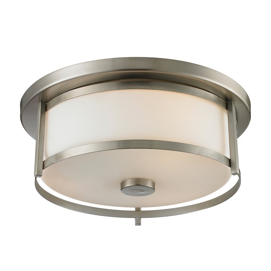 Z-Lite Savannah 2 Lt Flush Mount, 13.75×4.875″, Brushed Nickel, Opal – 412F14