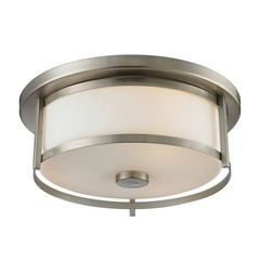Z-Lite Savannah 2 Lt Flush Mount, 13.75×4.875″, Brushed Nickel, Opal – 412F14