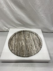 101 Copenhagen Stoneware Enkei Large Travertine Tray 15.5 x 18.5in Silver
