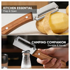 2Pack 2 in 1 Wooden Handle Multi Functional Vegetable Peeler With Bottle Opener