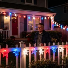 20 LED 4th of July Patriotic Star String Lights Red White Blue Decor