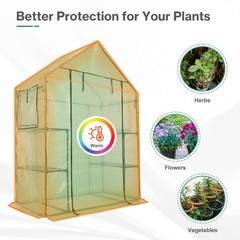 Portable Mini Walk-in Greenhouse 3 Tiers 6 Shelves Outdoor Green House PE Cover