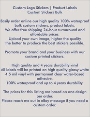 Custom Stickers Logo Product Label Bulk Decal Vinyl Water & Scratch Resistant