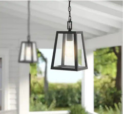 Glendale 6.75 in. 1-Light Black/Clear Outdoor LED Pendant Farmhouse Open Box