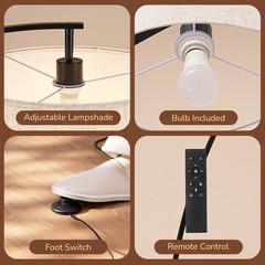 EDISHINE Modern Arched Floor Lamp, Remote & Foot Switch, No Bend Needed, 68.5 In