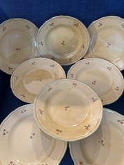 Terre Provence France RARE Stoneware Floral Round Plate Set 8 Must SEE Vtg