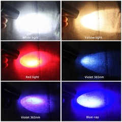 White Yellow 365nm UV Light LED Flashlight for Jade Jewelry Gem Amber Test Torch