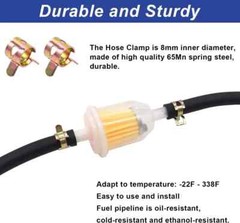 1/4 Inch ID Fuel Line Hose 10Ft + 20 Hose Clamps for Small Gas Engines-Free Ship