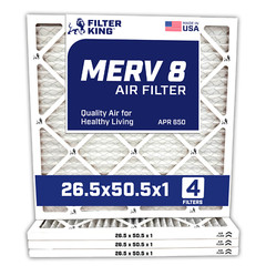Filter King 26.5×50.5×1 Air Filter 4-PACK MERV 8 Actual Size 26.5 x 50.5 x .75″