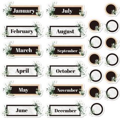 Spakon 24 Pcs Greenery 12 Months of The Year Headers Monthly Headliners Set w…