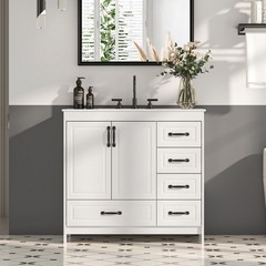 30″ 36″Bathroom Vanity with Ceramic Sink Freestanding Storage Cabinet w/5 Drawer