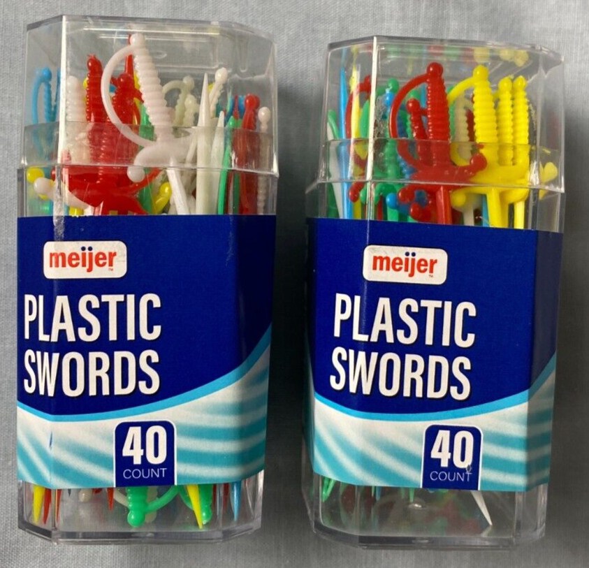 Meijer Plastic Swords Multicolor 40 Count Each Lot of 2 NEW