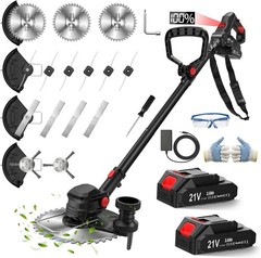4.6lbs Brush Cutter with Metal Blades – 2 Batteries