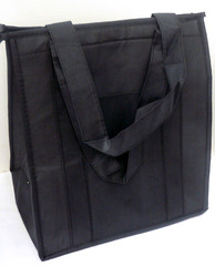 INSULATED REUSABLE GROCERY BAG – SOLID BLACK – Thermal Zipper Shopping Tote