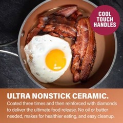 Hammered Copper 12 in. Aluminum Non-Stick Fry Pan with Glass Lid