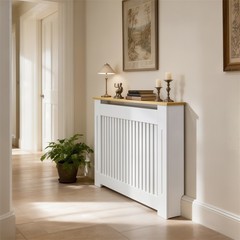 Modern Radiator Cover with Table Top, White Radiator Cabinet, Enclosure for Home