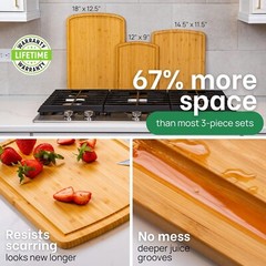 Bamboo Cutting Board Trio with Juice Grooves—Easy Clean & Eco-Conscious