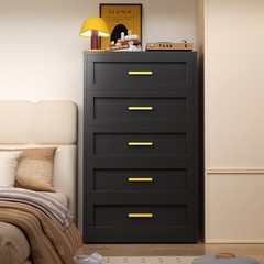 Metal Dresser for Bedroom Black 5 Drawer Closet Dresser Storage