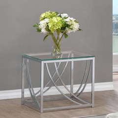 Lille 19.75 In. Chrome and Clear Square Glass End Table