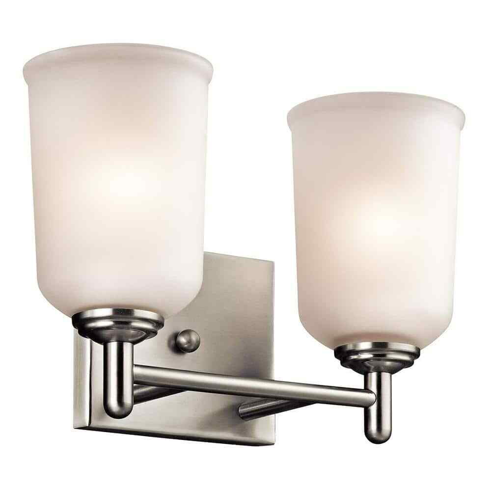 KICHLER Shailene 12.5in.2-Light Brushed Nickel Traditional Bathroom Vanity Light