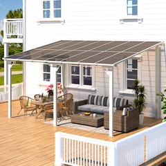 Wall Mounted Hardtop Gazebo Lean to Metal Pergola Outdoor Patio Awning Shelter